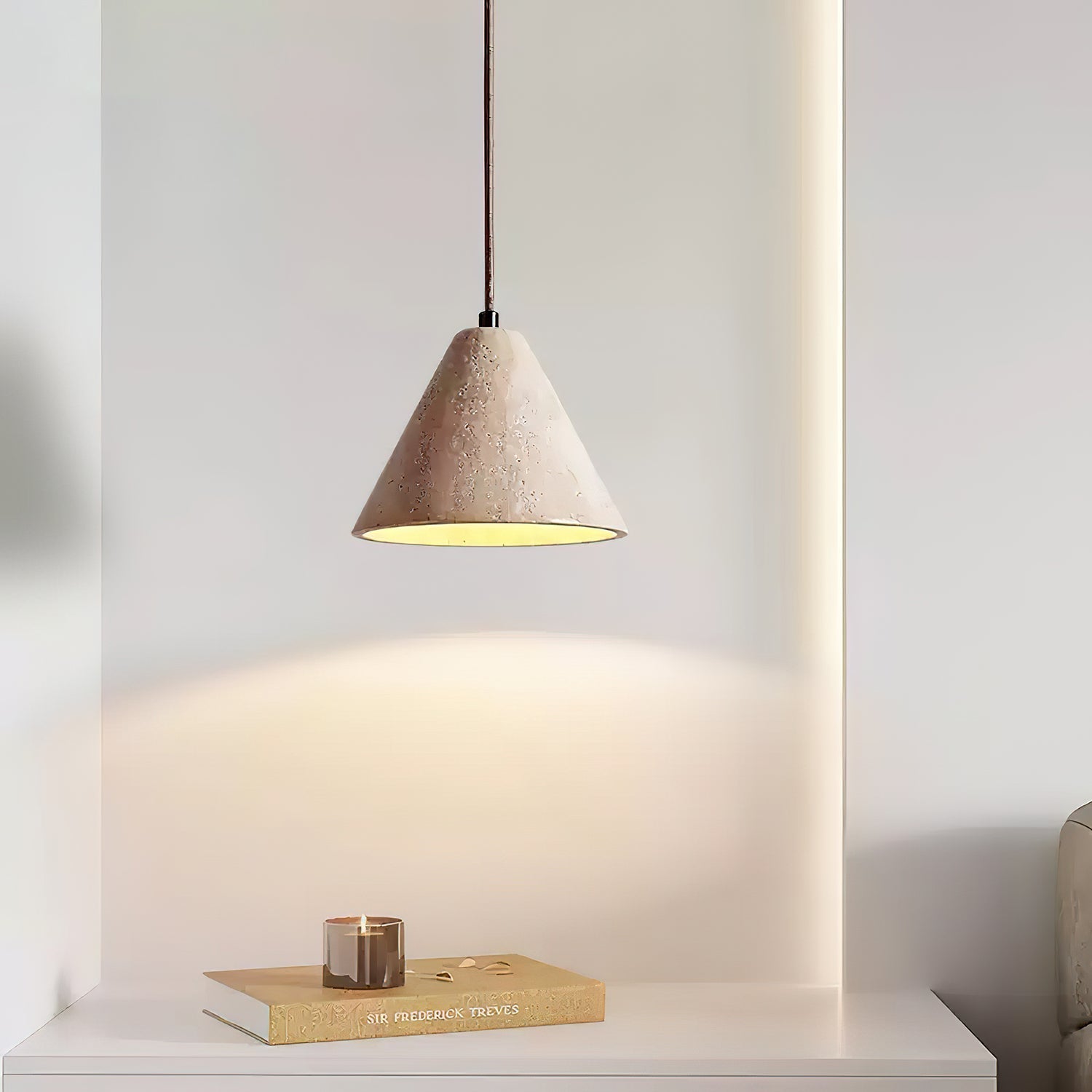Cezoriel Conical Travertine Pendant Light - Neutralighting