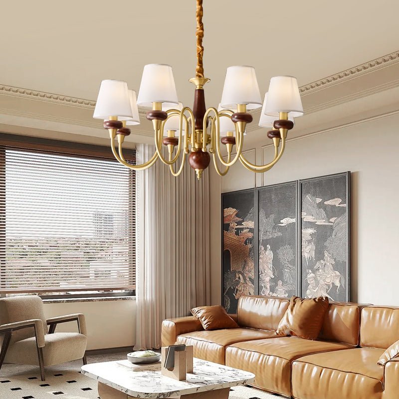 Zovena Klassische Eleganz Vintage Stoff Holz Kronleuchter-Letslighting