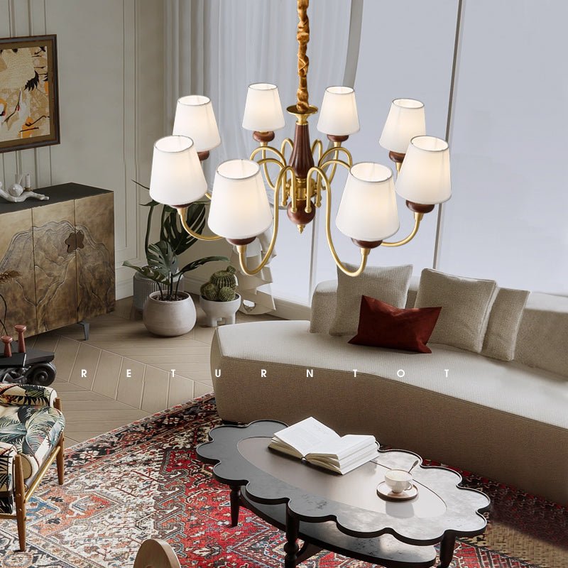Zovena Klassische Eleganz Vintage Stoff Holz Kronleuchter-Letslighting