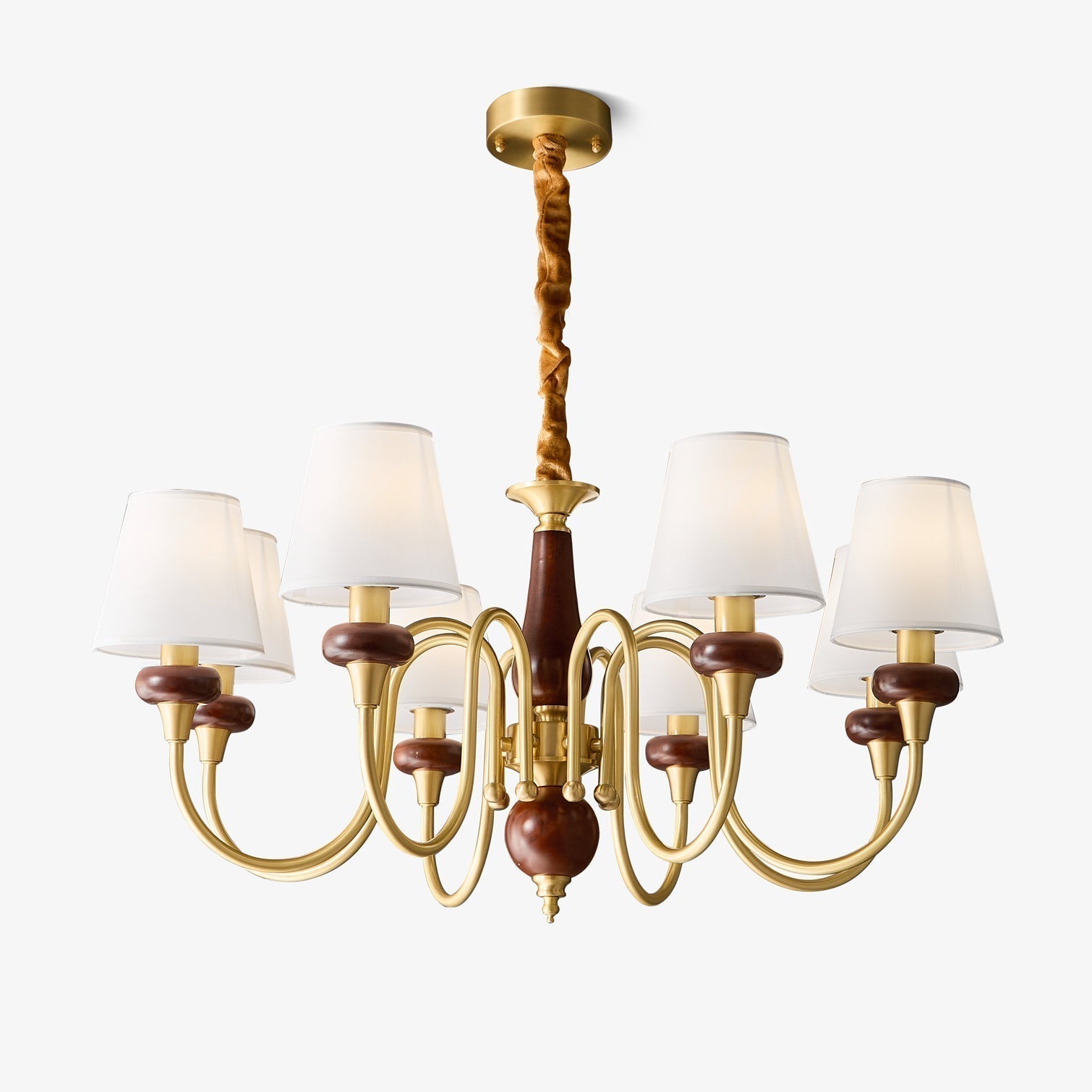 Zovena Klassische Eleganz Vintage Stoff Holz Kronleuchter-Letslighting