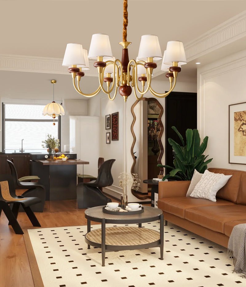 Zovena Klassische Eleganz Vintage Stoff Holz Kronleuchter-Letslighting