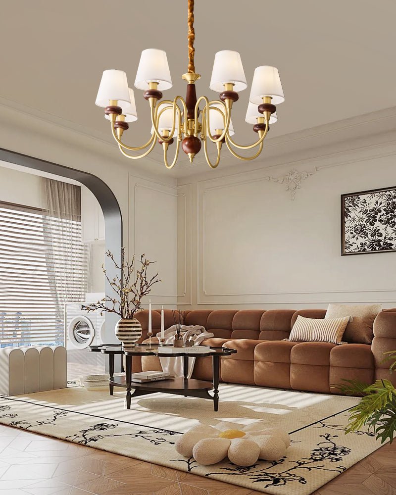 Zovena Klassische Eleganz Vintage Stoff Holz Kronleuchter-Letslighting