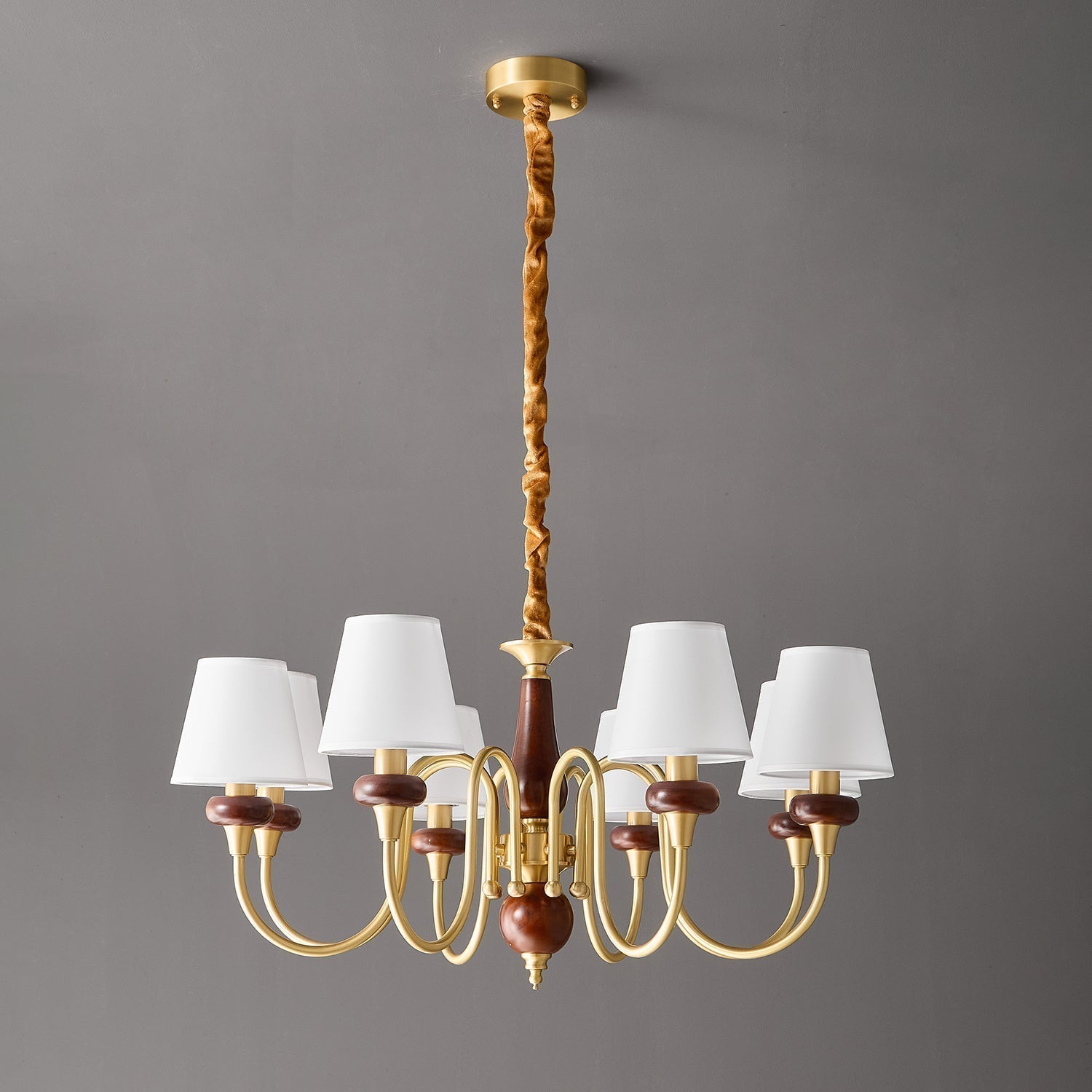 Zovena Klassische Eleganz Vintage Stoff Holz Kronleuchter-Letslighting