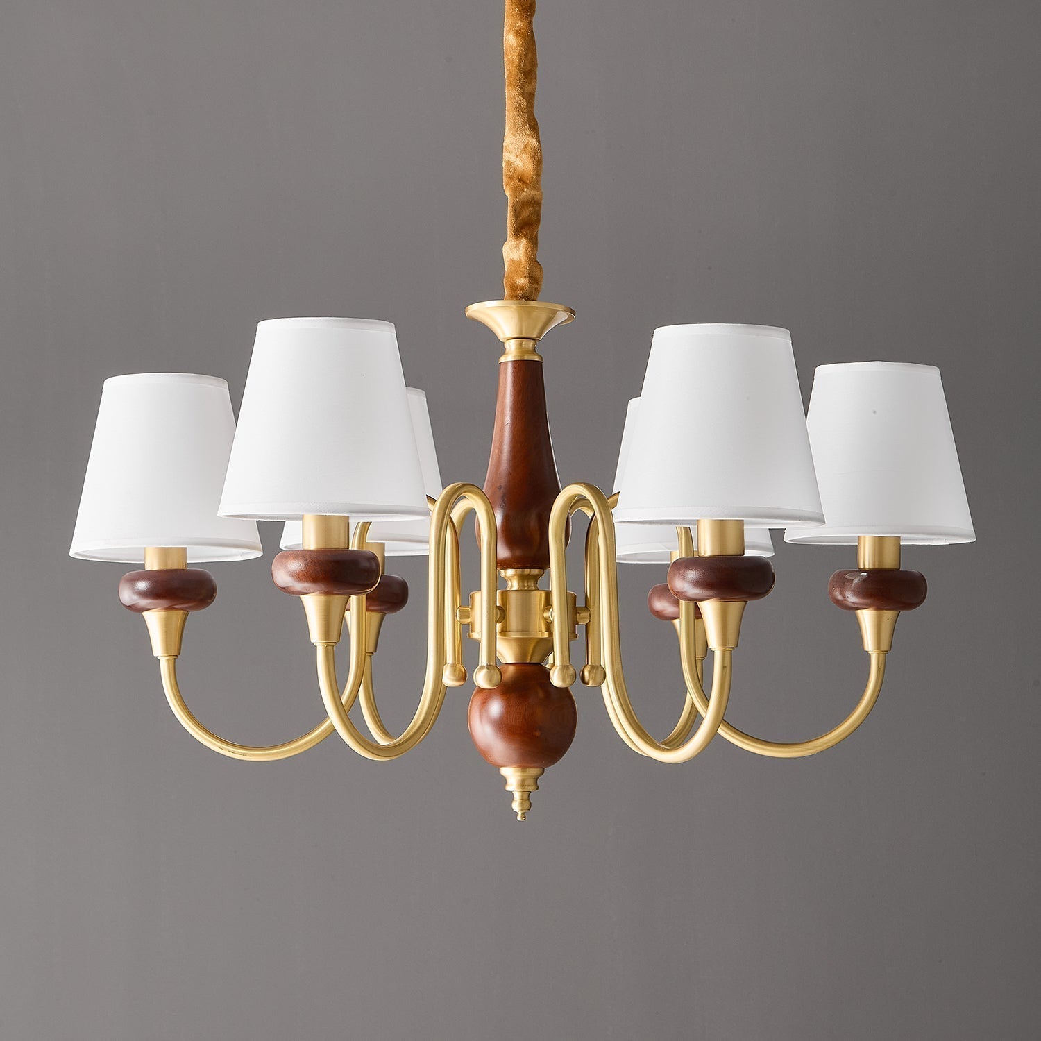 Zovena Klassische Eleganz Vintage Stoff Holz Kronleuchter-Letslighting