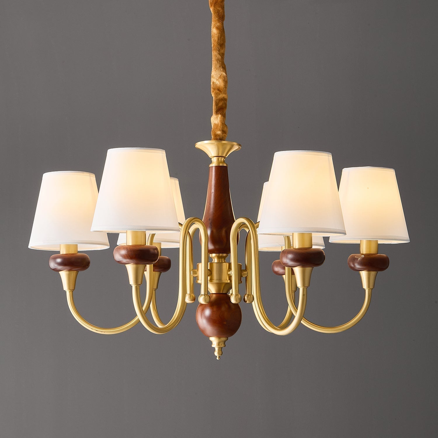 Zovena Klassische Eleganz Vintage Stoff Holz Kronleuchter-Letslighting