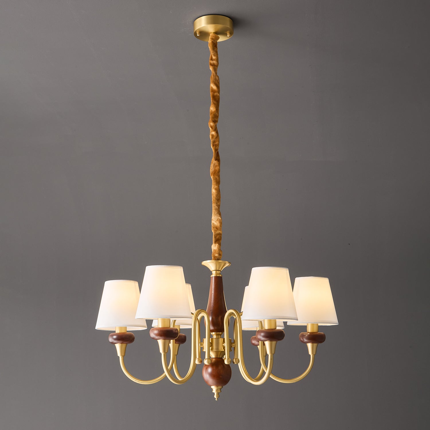 Zovena Klassische Eleganz Vintage Stoff Holz Kronleuchter-Letslighting