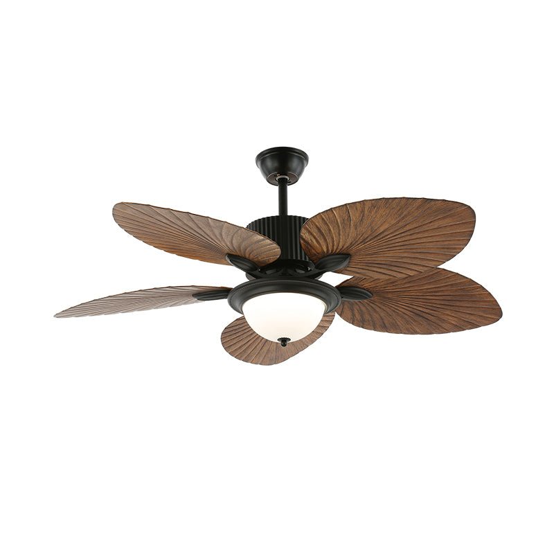 Virel Deckenventilatorleuchte im tropischen Holzdesign, mit Motor aus reinem Kupfer