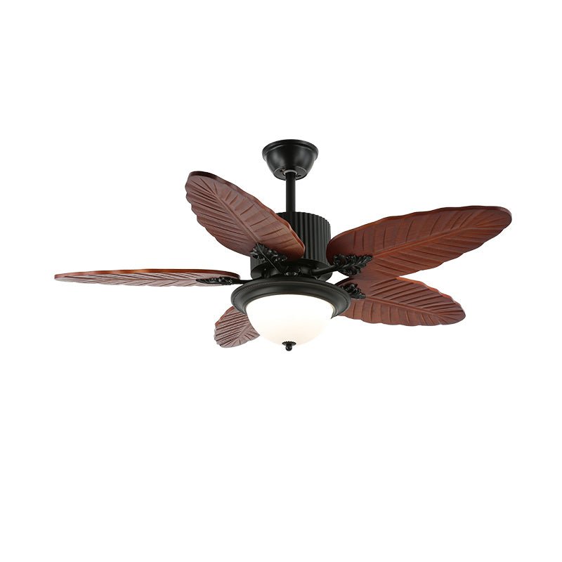 Virella Tropische Deckenventilatorleuchte aus Holz und Glas
