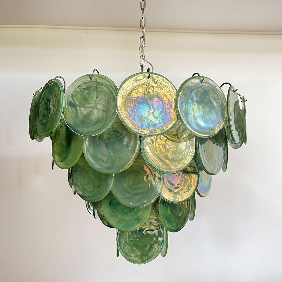 Aurora Chandelier Green Murano Glass Disc - Neutralighting