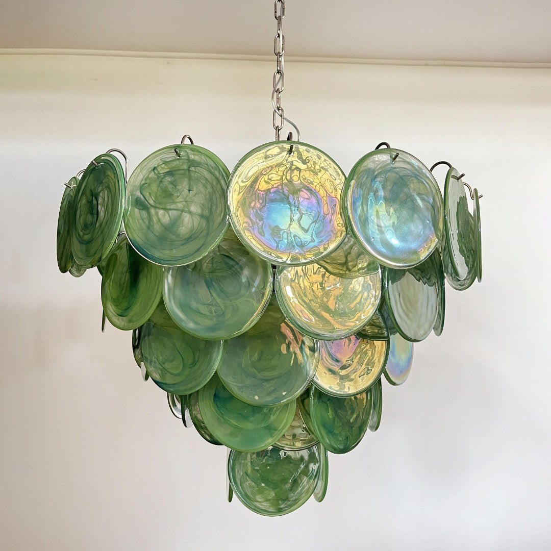 Aurora Chandelier Green Murano Glass Disc - Neutralighting