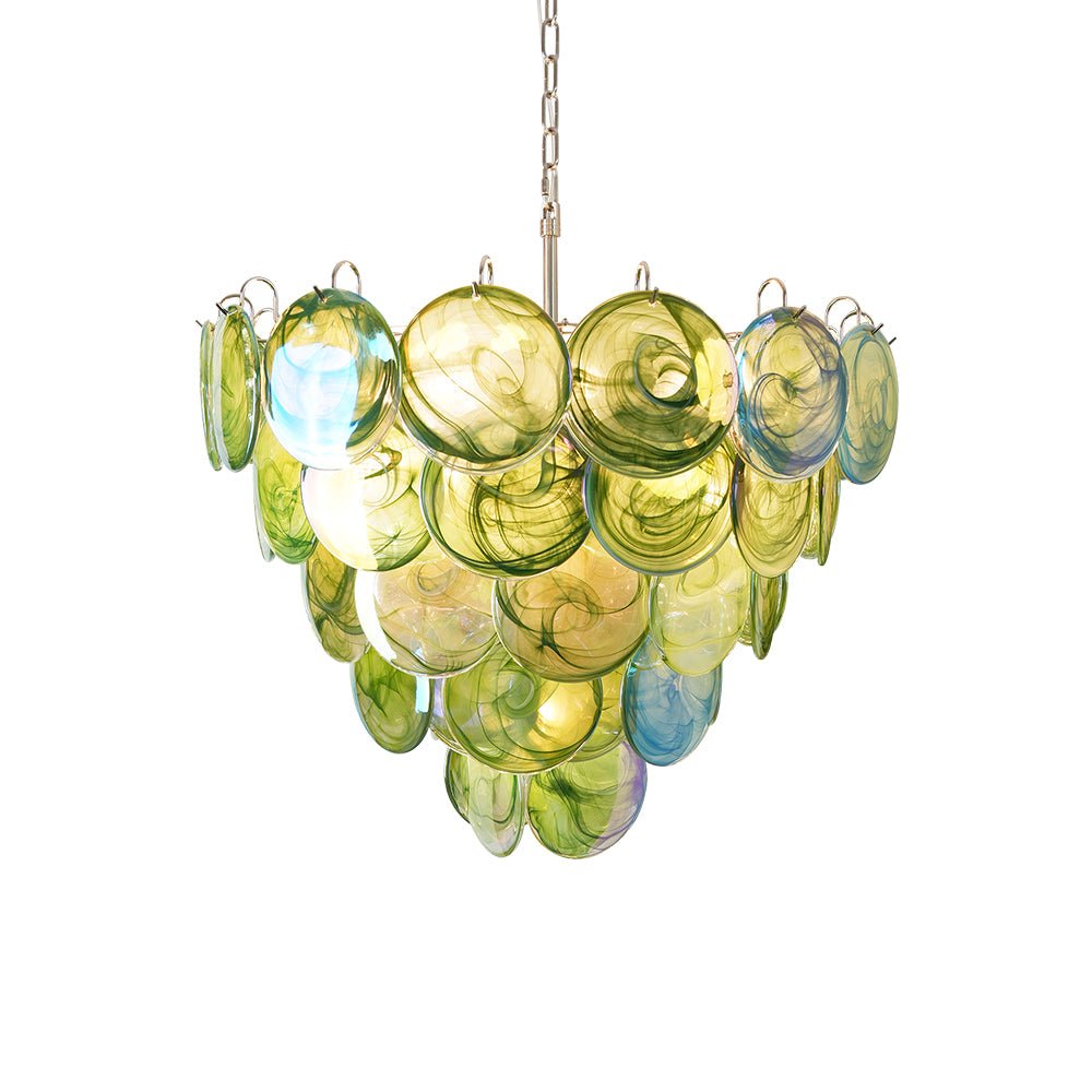 Aurora Chandelier Green Murano Glass Disc - Neutralighting