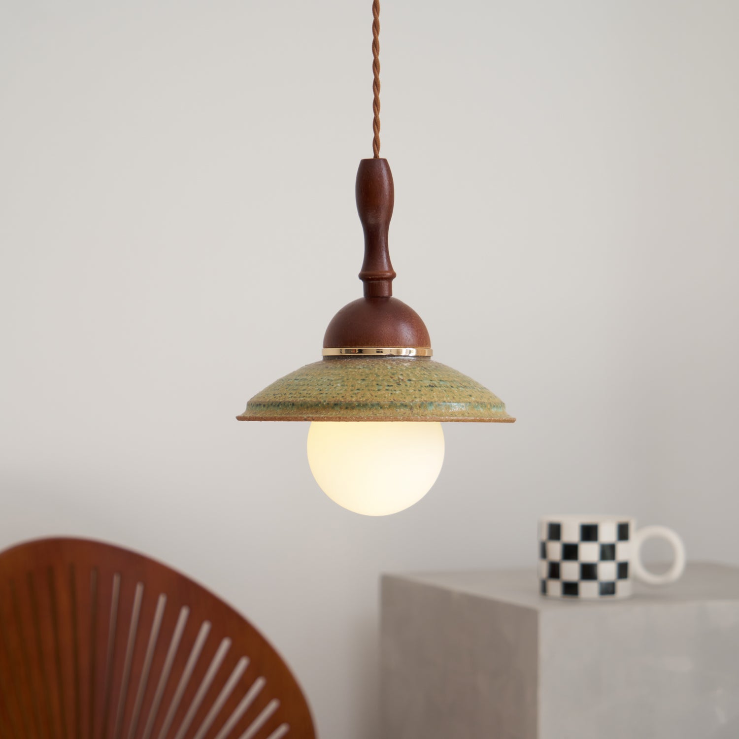 Ulsilia Nordisch Kunst Holz Keramik Pendelleuchte Lampe-Letslighting