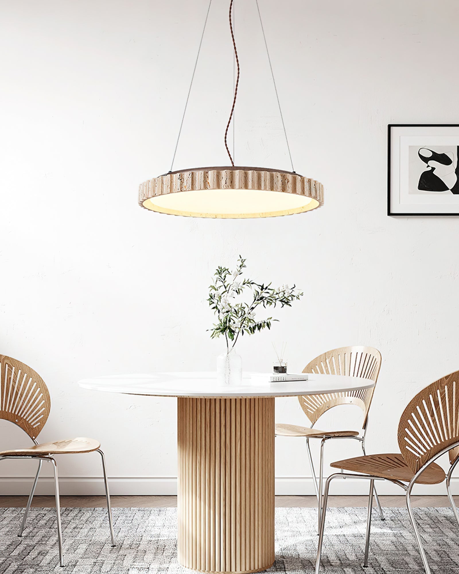 Elvenis Circular Travertine Pendant Light - Neutralighting