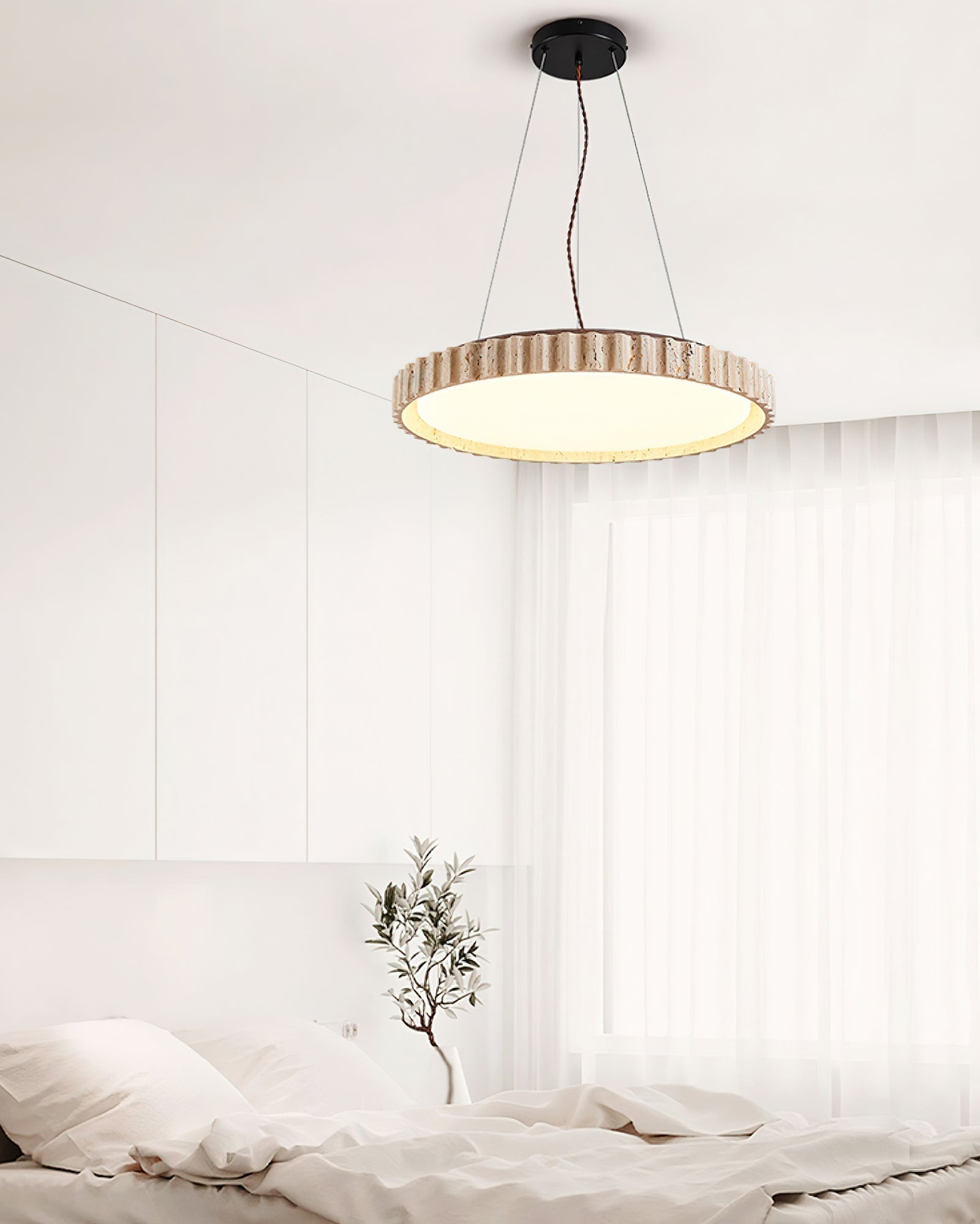 Elvenis Circular Travertine Pendant Light - Neutralighting