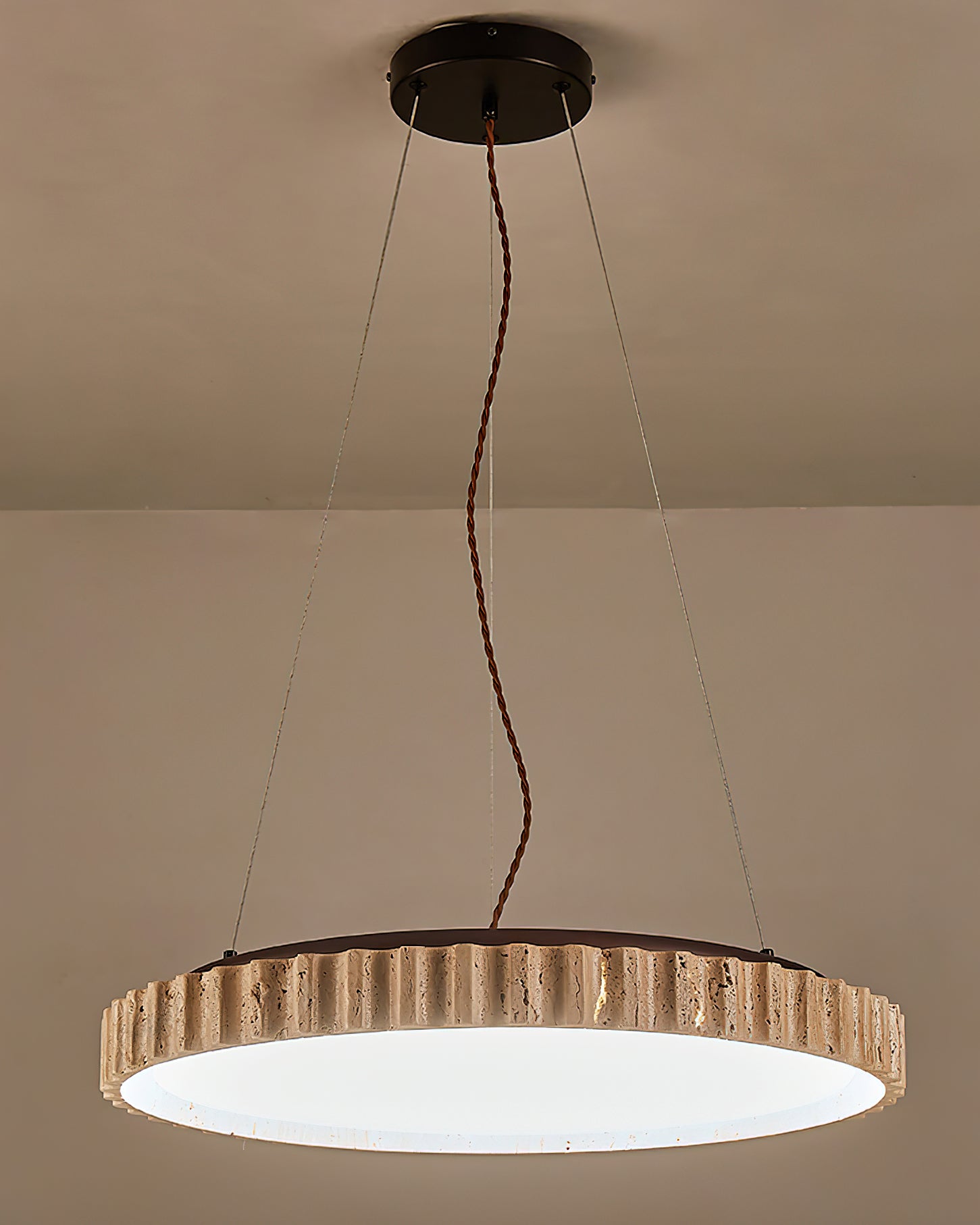 Elvenis Circular Travertine Pendant Light - Neutralighting