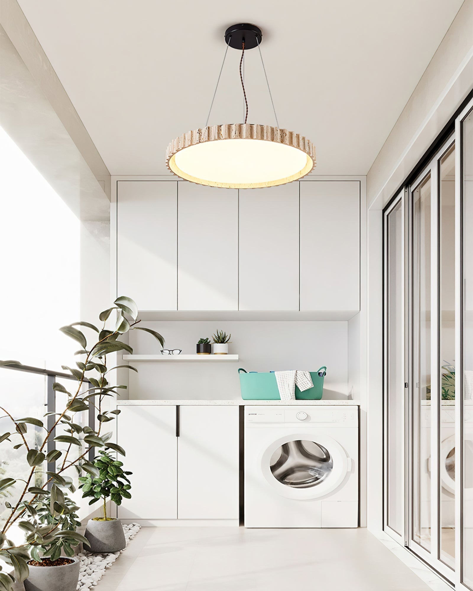 Elvenis Circular Travertine Pendant Light - Neutralighting