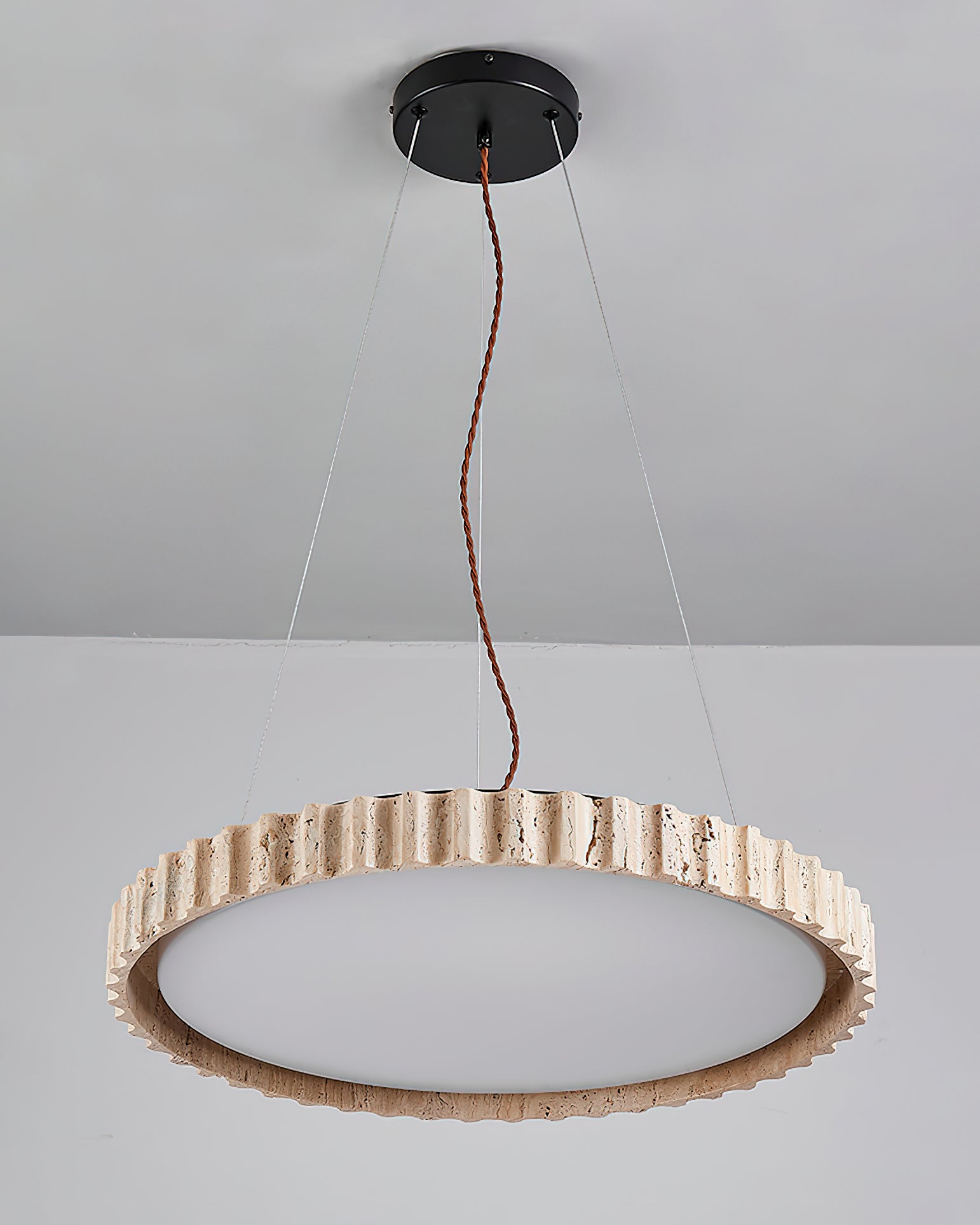 Elvenis Circular Travertine Pendant Light - Neutralighting
