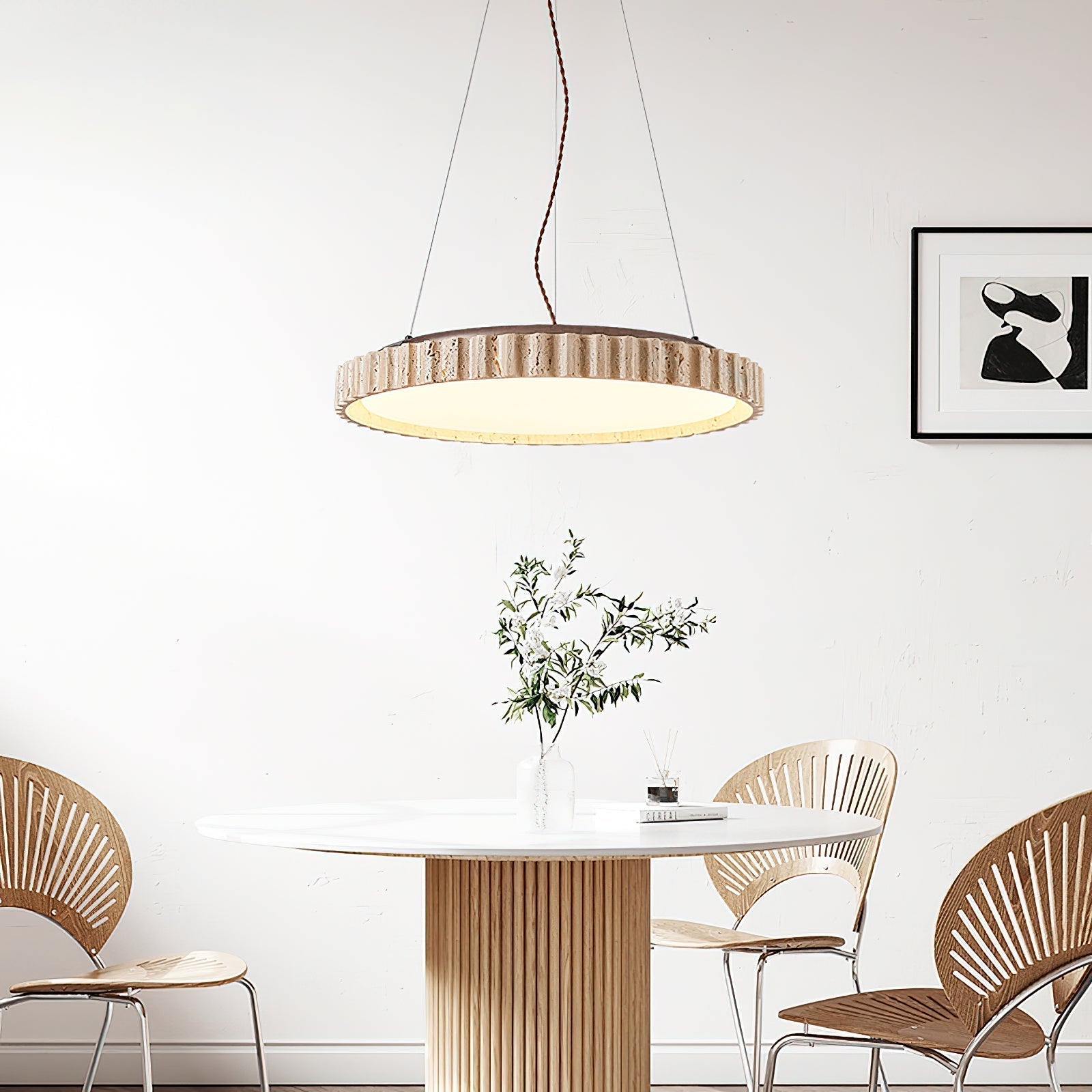 Elvenis Circular Travertine Pendant Light - Neutralighting