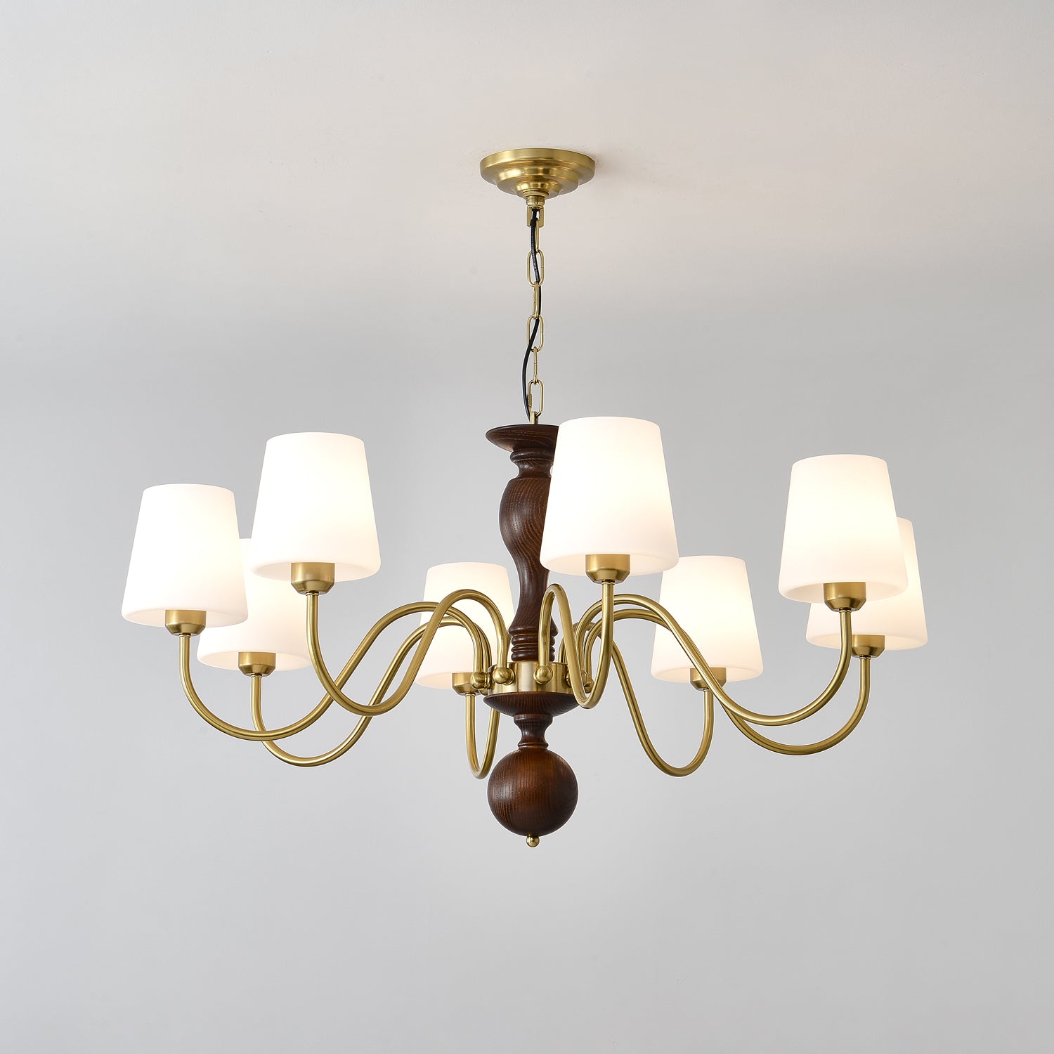 Lustra Kronleuchter Messing Holz Rustikal Vintage-Letslighting