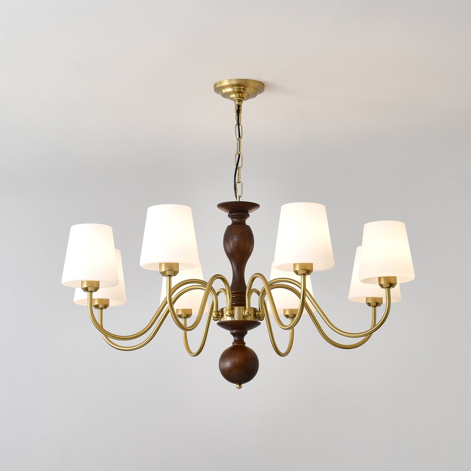 Lustra Kronleuchter Messing Holz Rustikal Vintage-Letslighting