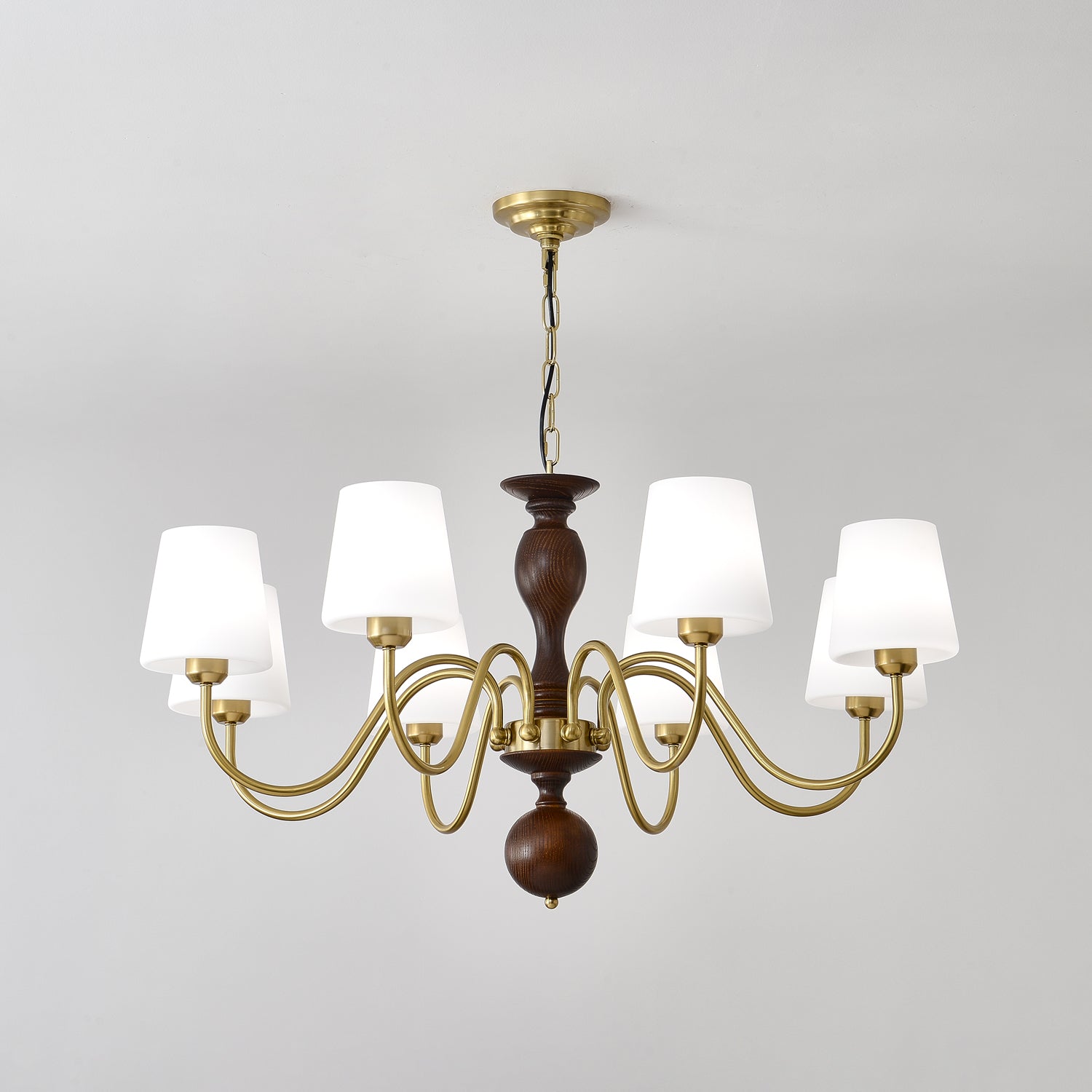 Lustra Kronleuchter Messing Holz Rustikal Vintage-Letslighting