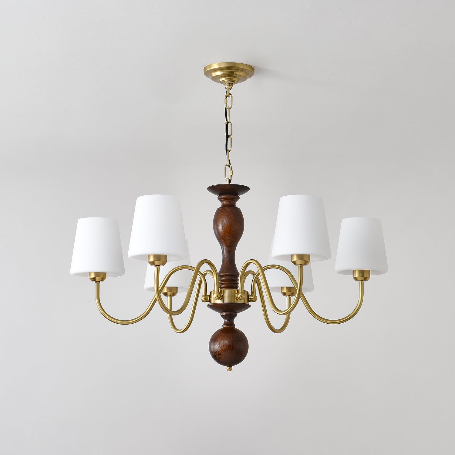 Lustra Kronleuchter Messing Holz Rustikal Vintage-Letslighting