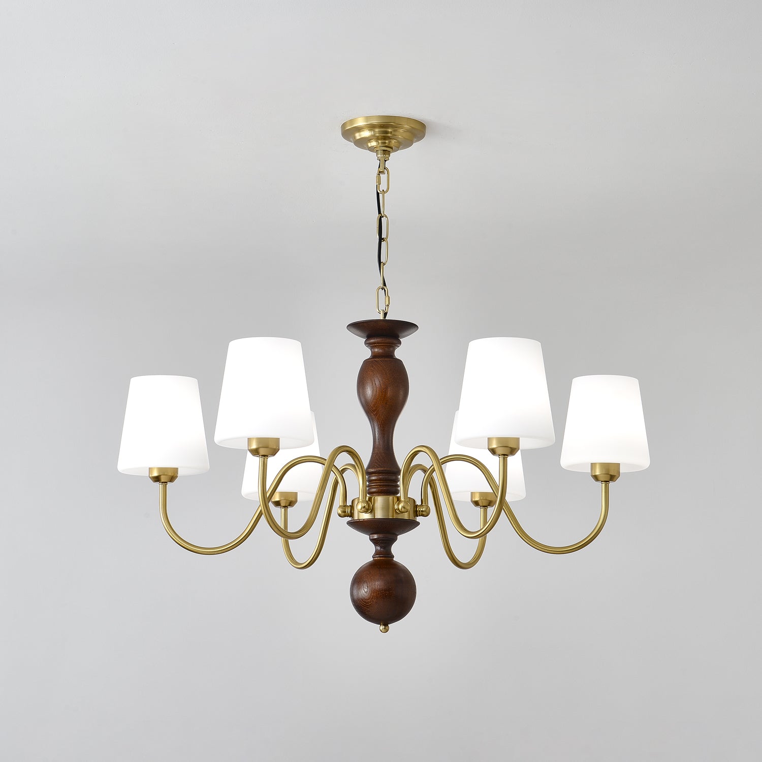 Lustra Kronleuchter Messing Holz Rustikal Vintage-Letslighting