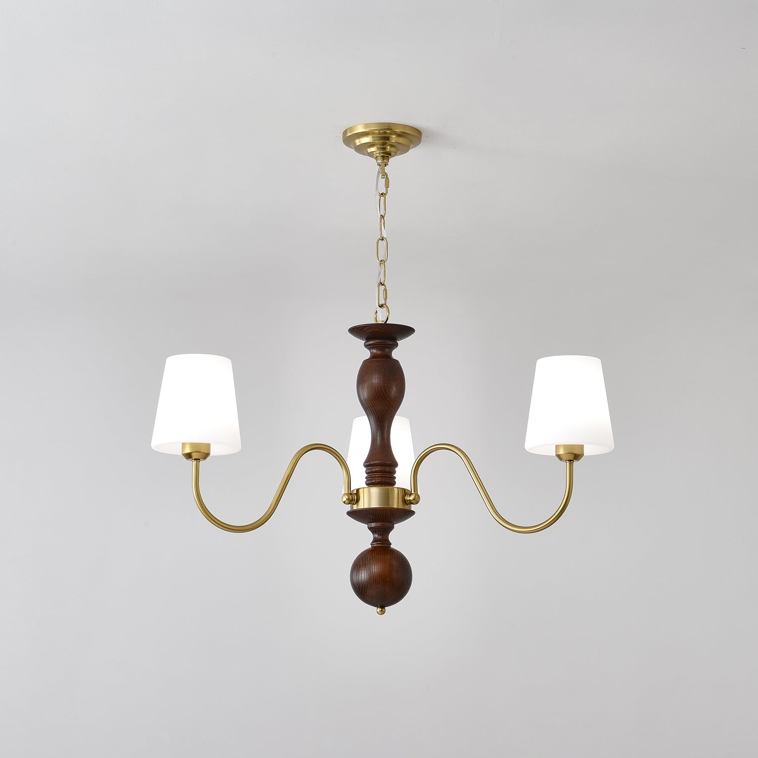 Lustra Kronleuchter Messing Holz Rustikal Vintage-Letslighting