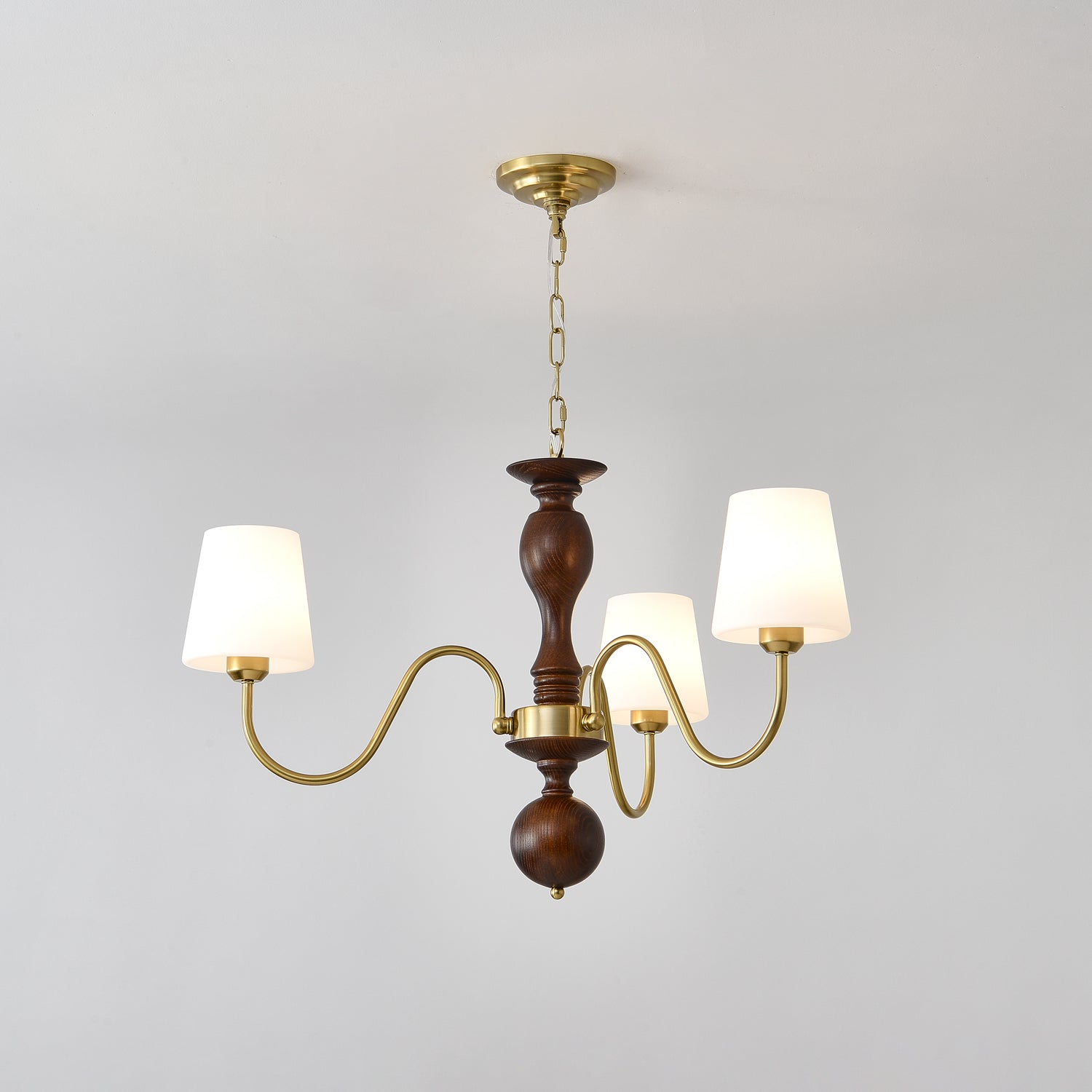 Lustra Kronleuchter Messing Holz Rustikal Vintage-Letslighting