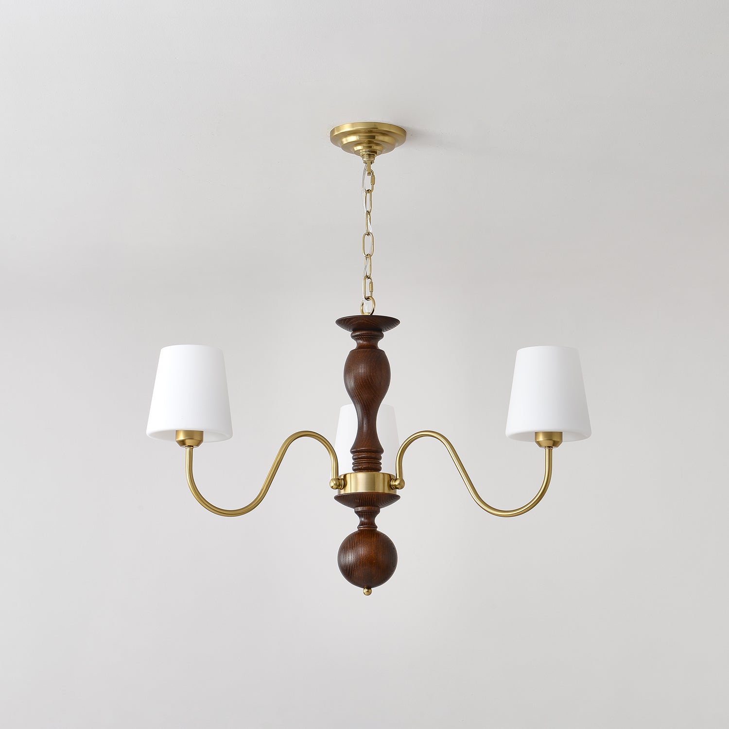 Lustra Kronleuchter Messing Holz Rustikal Vintage-Letslighting