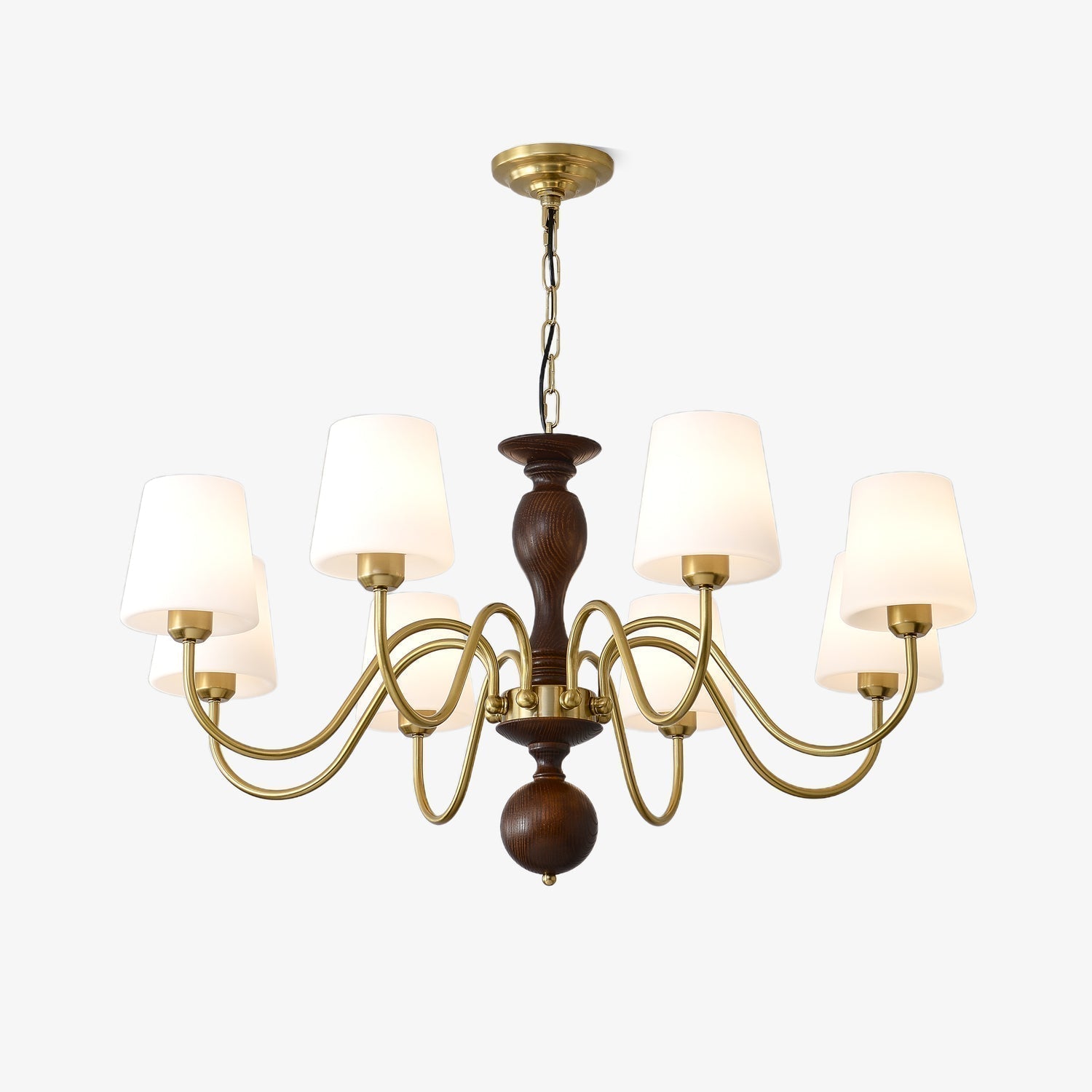 Lustra Kronleuchter Messing Holz Rustikal Vintage-Letslighting