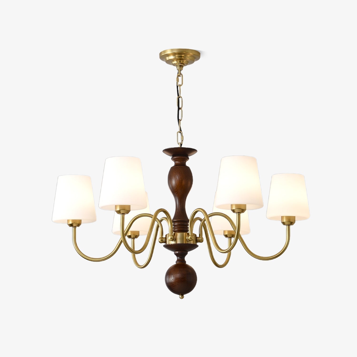 Lustra Kronleuchter Messing Holz Rustikal Vintage-Letslighting