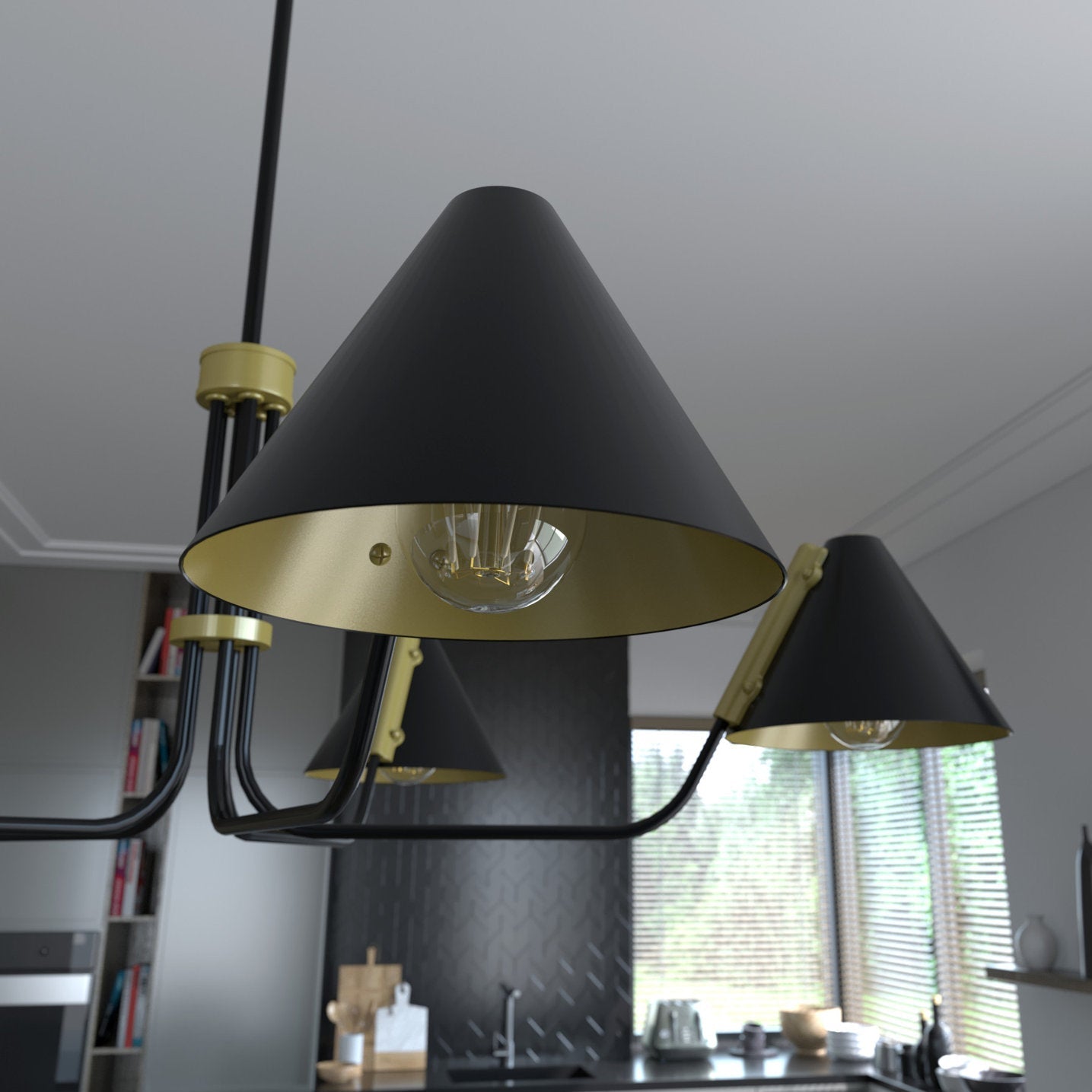Cucarara Vintage Industrie Insel Schwarz Kronleuchter-Letslighting