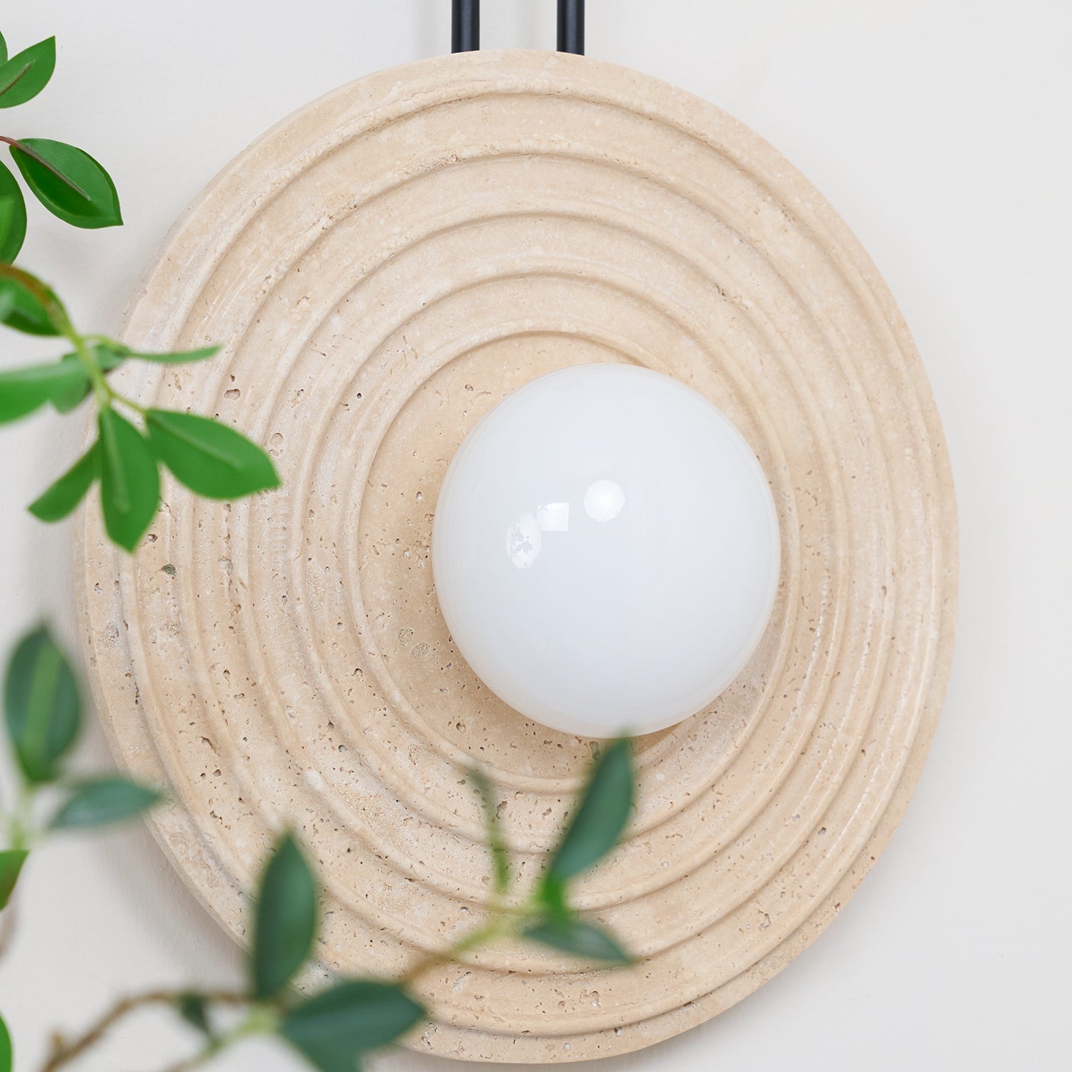 Isoror Spiral-Ring Travertine Wall Light - Neutralighting