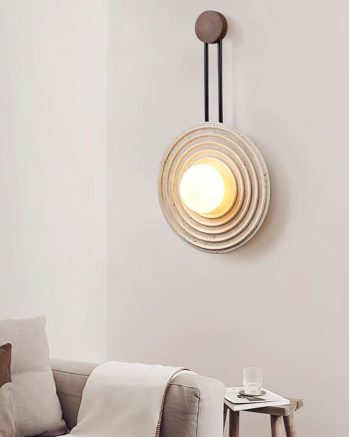 Isoror Spiral-Ring Travertine Wall Light - Neutralighting