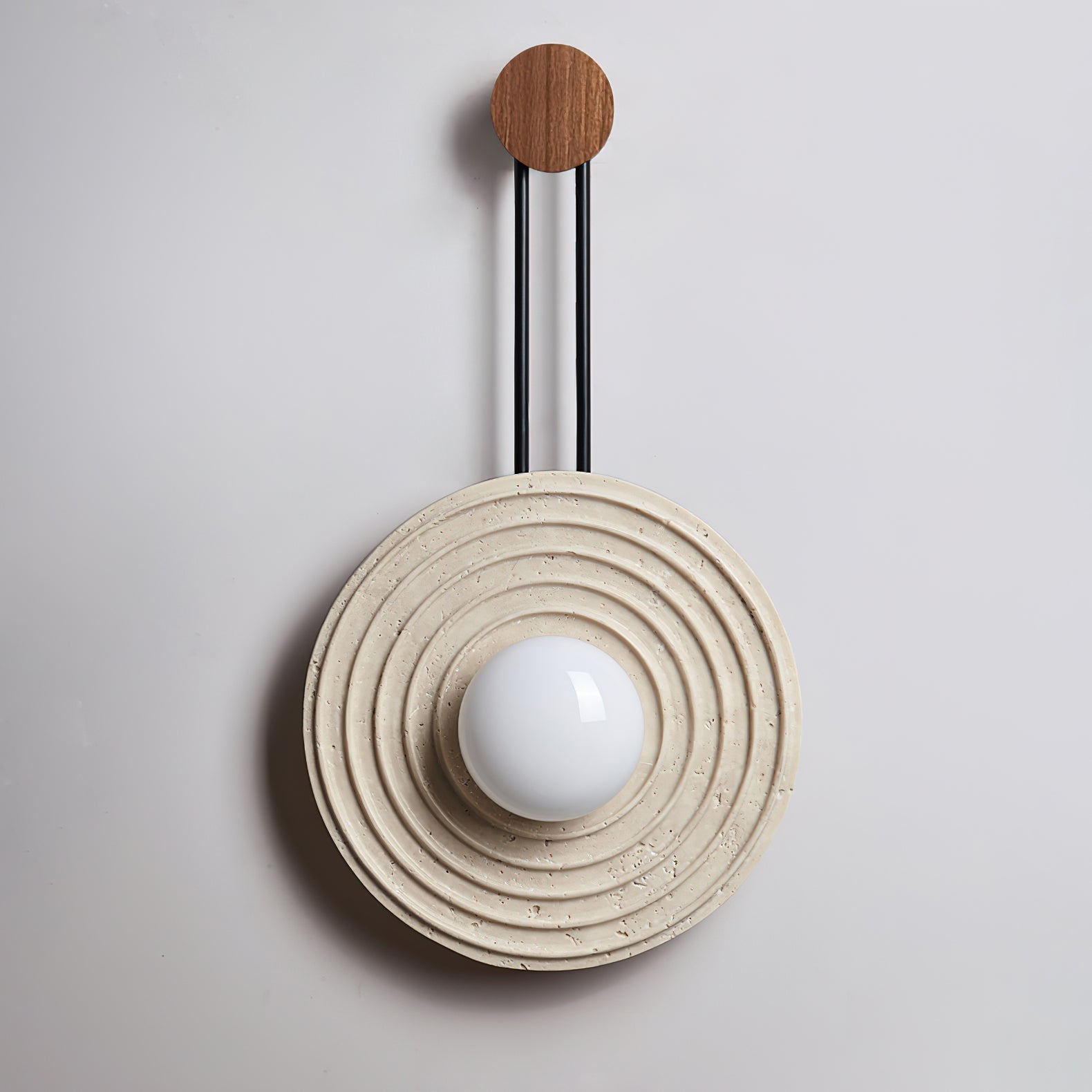 Isoror Spiral-Ring Travertine Wall Light - Neutralighting