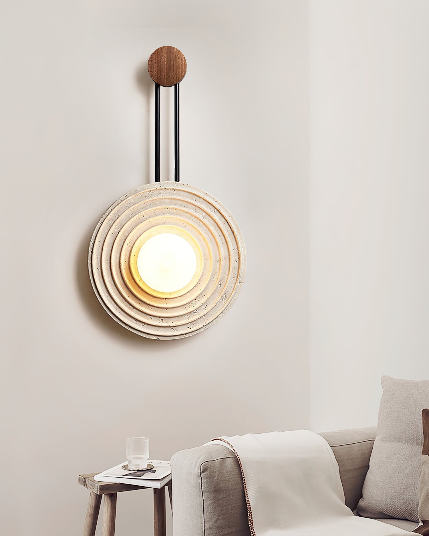 Isoror Spiral-Ring Travertine Wall Light - Neutralighting