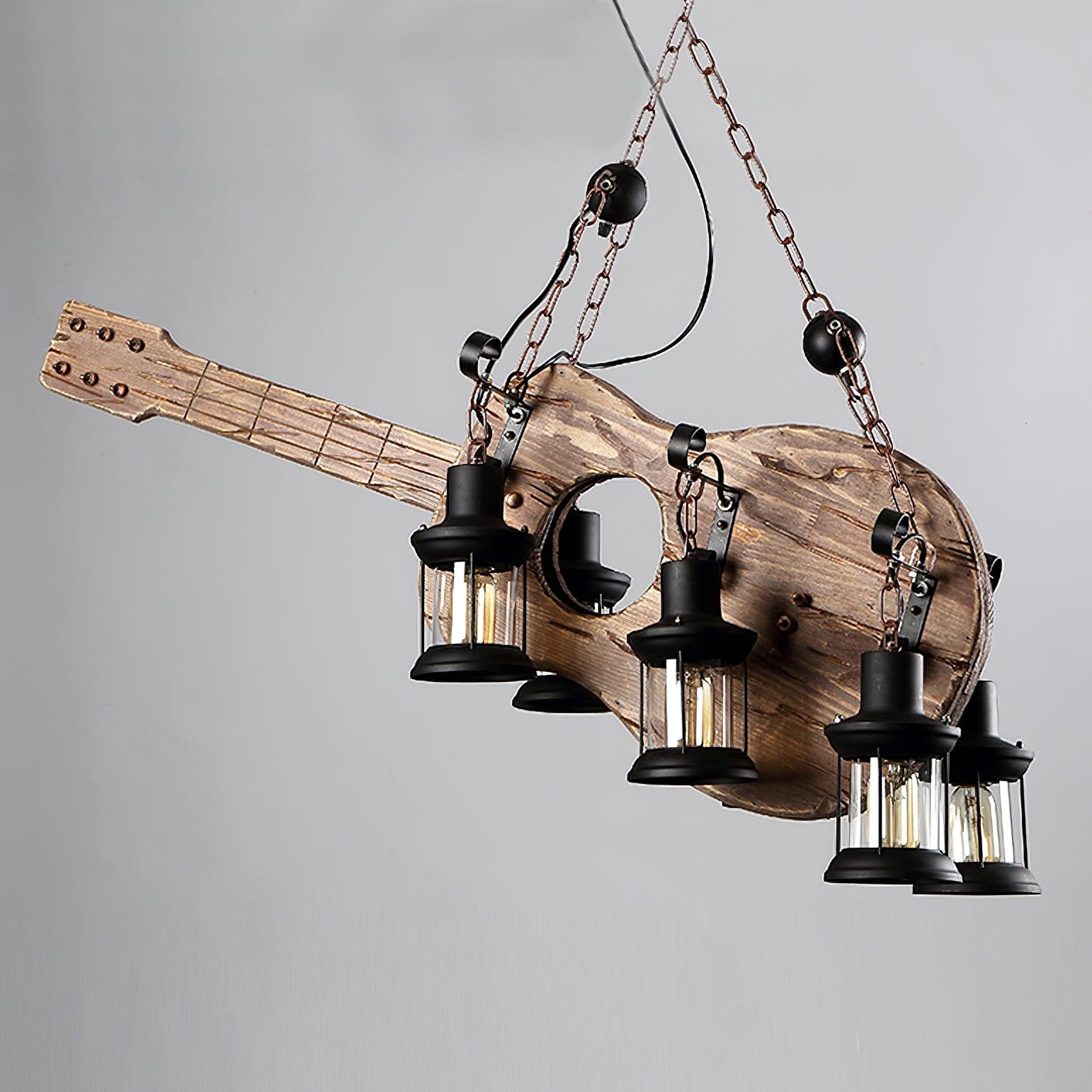 Lustra Pendelleuchte Gitarre Rustikal Holz Vintage-Letslighting