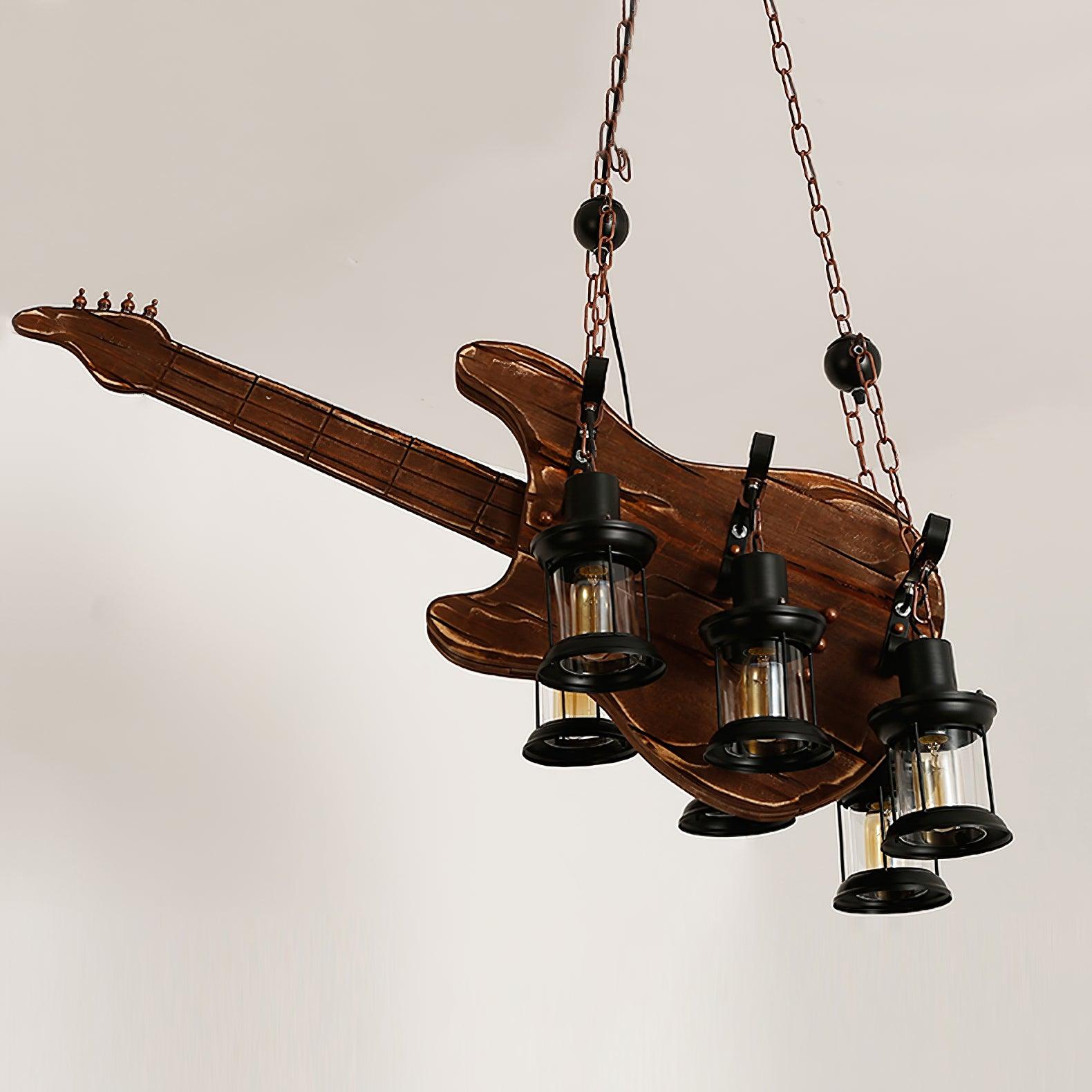 Lustra Pendelleuchte Gitarre Rustikal Holz Vintage-Letslighting