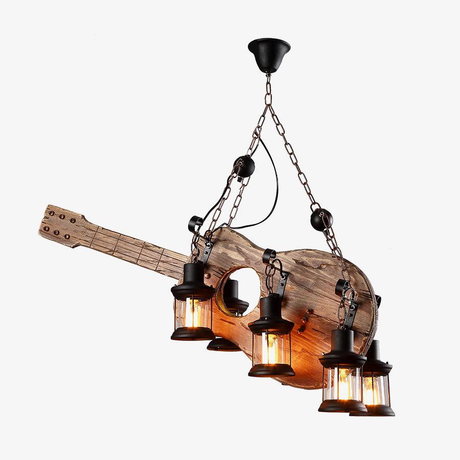 Lustra Pendelleuchte Gitarre Rustikal Holz Vintage-Letslighting