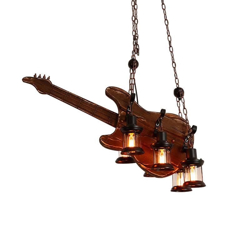 Lustra Pendelleuchte Gitarre Rustikal Holz Vintage-Letslighting