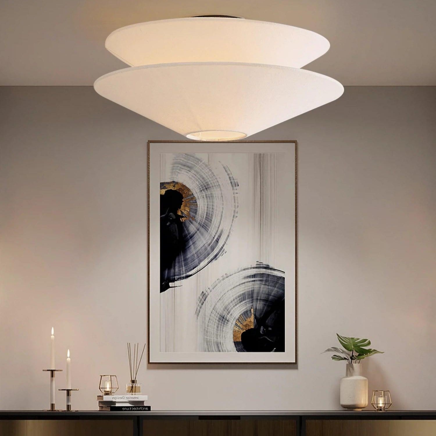 Lina Deckenleuchte mit doppeltem Kegelschirm aus Stoff