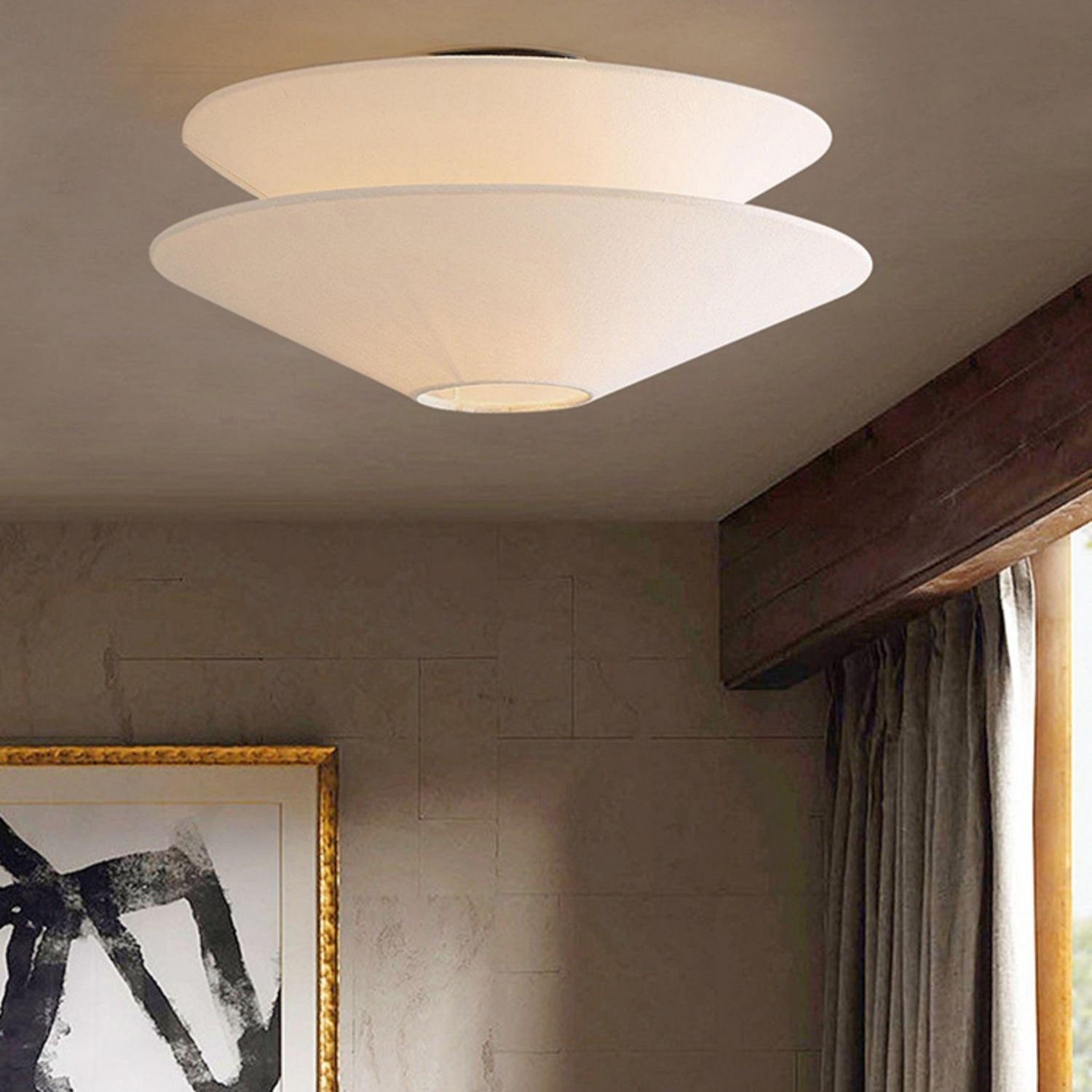 Lina Deckenleuchte mit doppeltem Kegelschirm aus Stoff