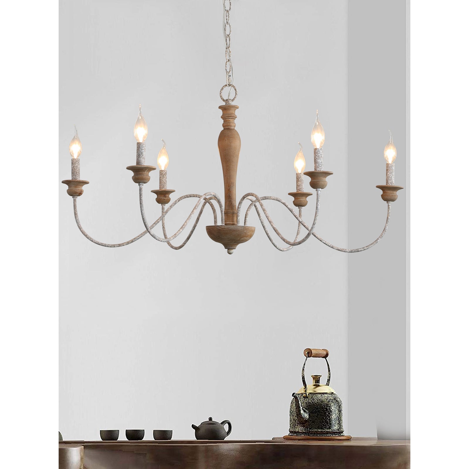 Illoros Holz Kerze Handgeschnitzt Vintage Kronleuchter-Letslighting