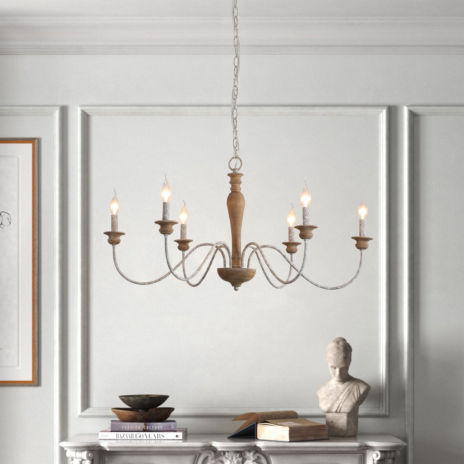 Illoros Holz Kerze Handgeschnitzt Vintage Kronleuchter-Letslighting