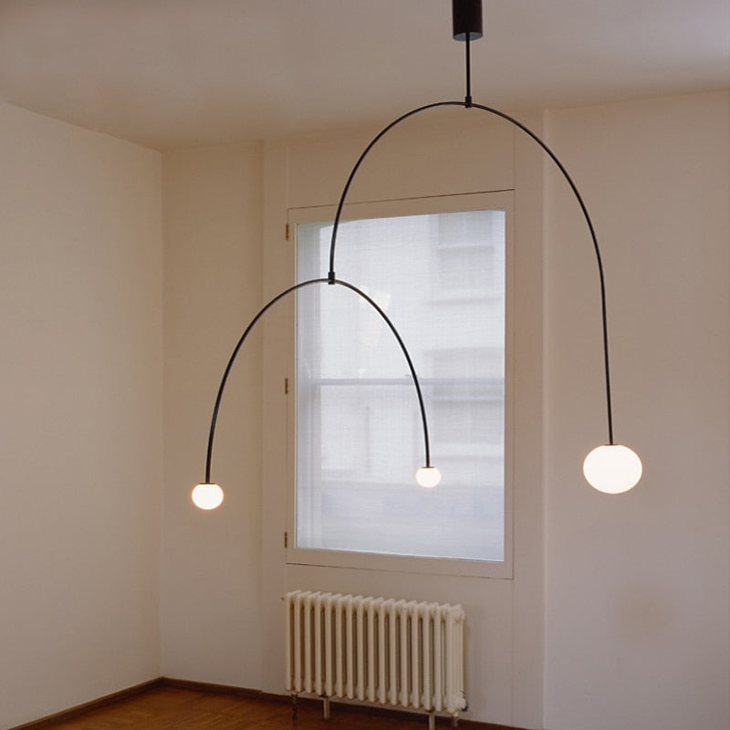 Avi Minimalistische LED Pendelleuchte Schlafzimmer Schwarz Glas
