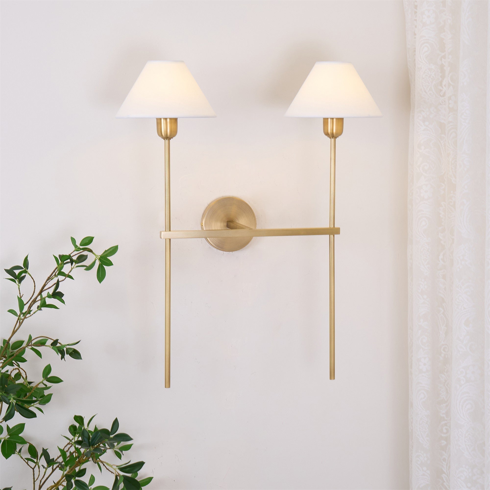 Zosilara Vintage Wandleuchte aus Messing mit Stoffbezug-Letslighting