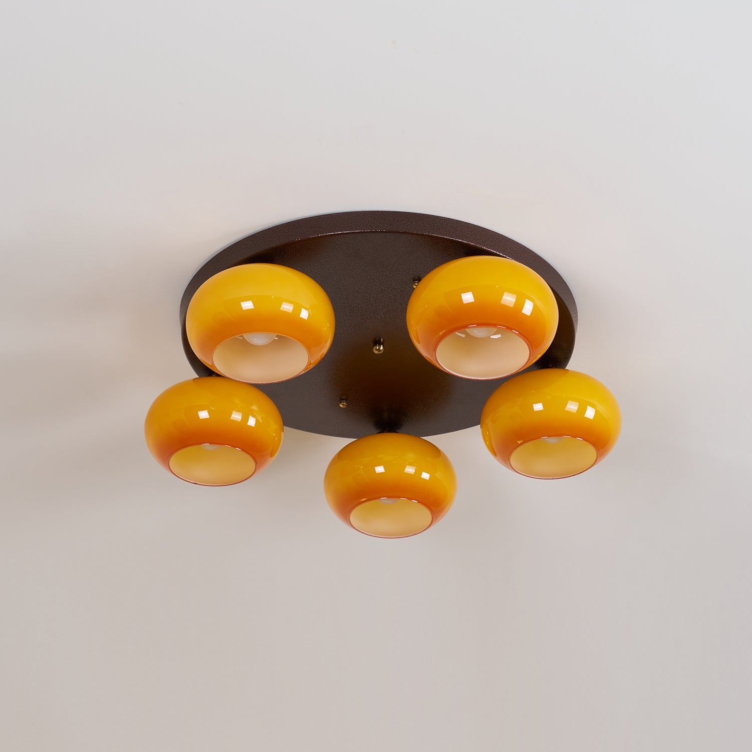 Aurevo 5-Light Amber Glass Flush Mount Ceiling Light - Letslighting