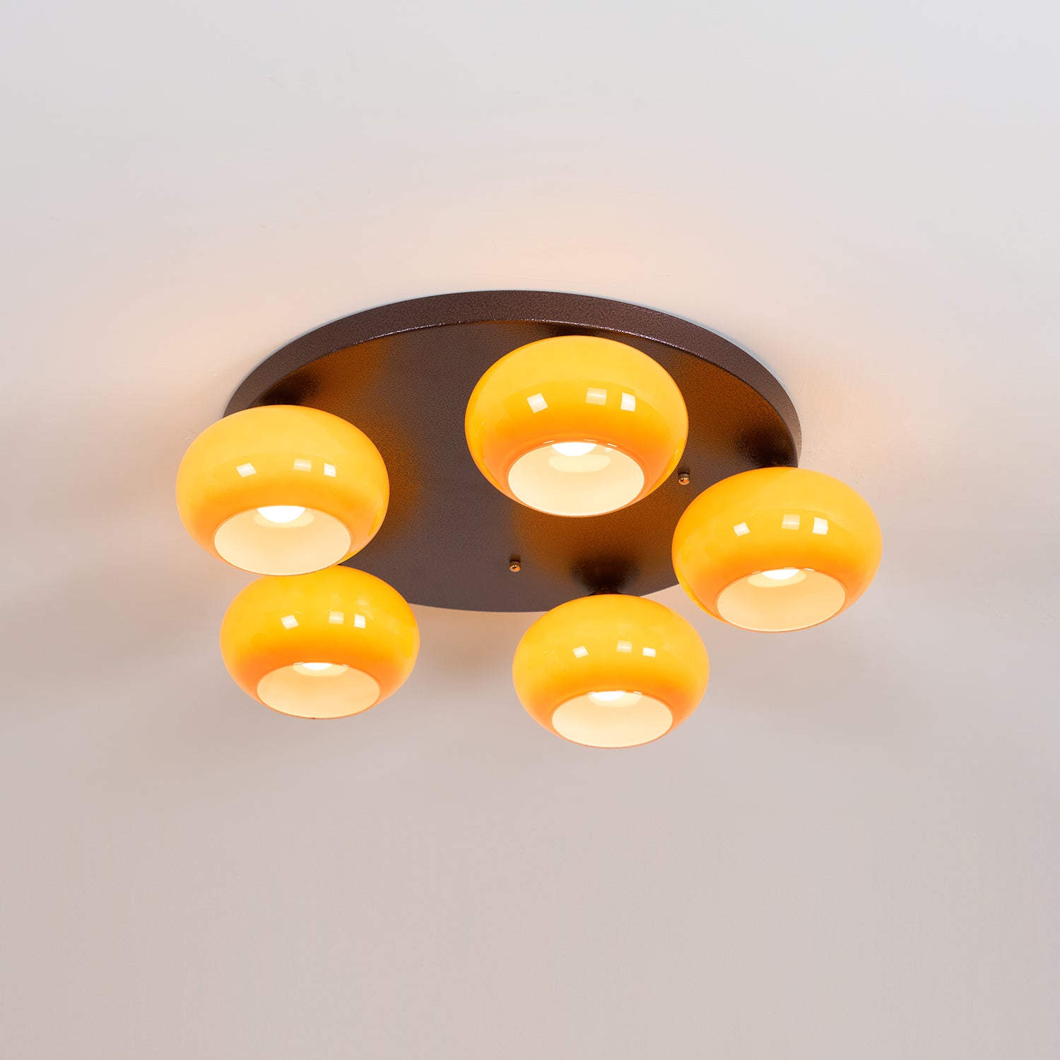 Aurevo 5-Light Amber Glass Flush Mount Ceiling Light - Letslighting