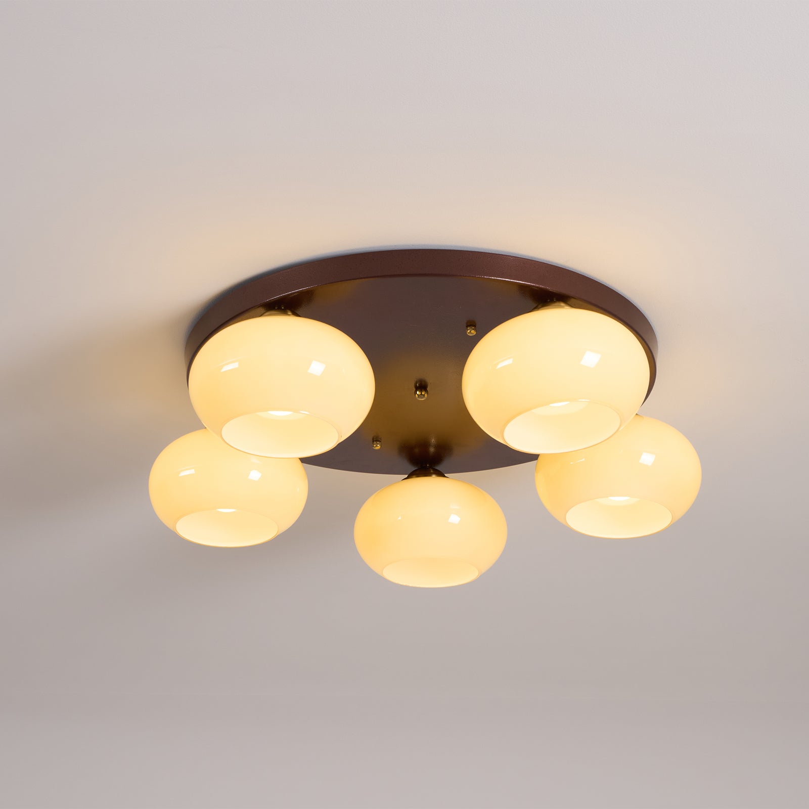 Aurevo 5-Light Amber Glass Flush Mount Ceiling Light - Letslighting